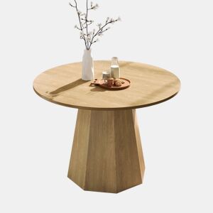 Mesa de jantar redonda, 120x120 cm - para 4-6 pessoas, design clássico, estilo escandinavo minimalista - cor carvalho