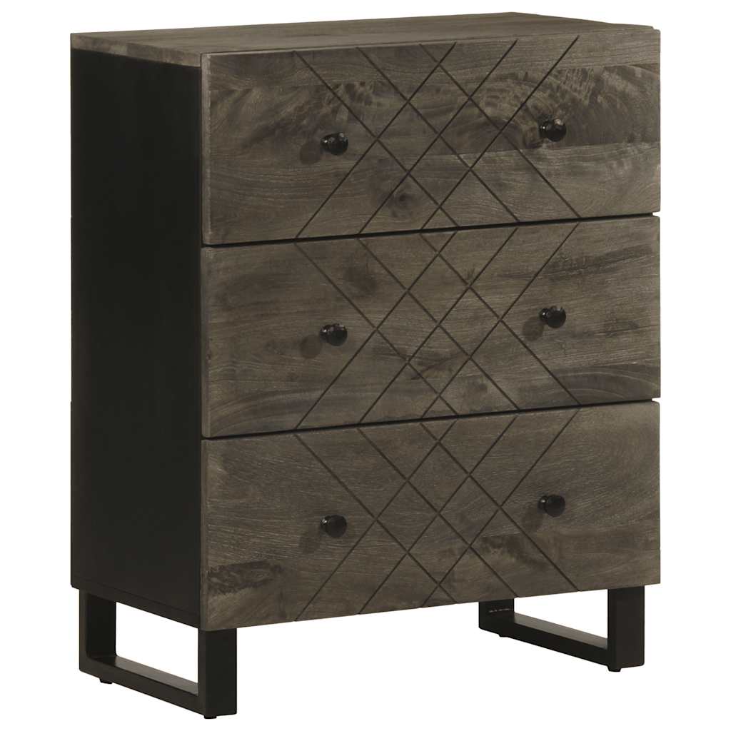 Aparador - muebles de almacenamiento 2 uds. madera maciza de mango negro 60x33x75 cm es5253