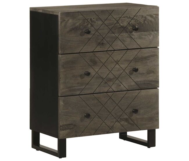 Aparador - muebles de almacenamiento 2 uds. madera maciza de mango negro 60x33x75 cm es5253
