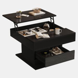 Mesa de centro elevável quadrada de painel de partículas,preto