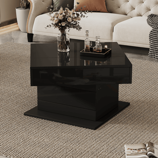 Mesa de centro elevável quadrada de painel de partículas,preto Mesa de centro elevável quadrada de painel de partículas,preto