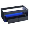 Mesa de centro retangular de painel de partículas com 2 gavetas e luz led,preto