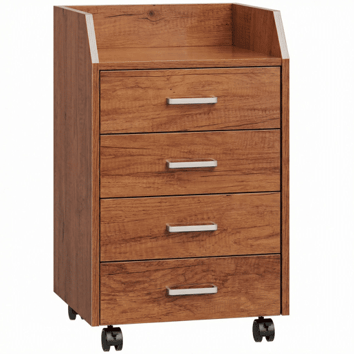 Vinsetto Bloco de Gavetas de Escritório com Rodas Bloco de Gavetas com 4 Gavetas Organizador Móvel para Escritório Sala ou Quarto 40x36x65 cm Castanho