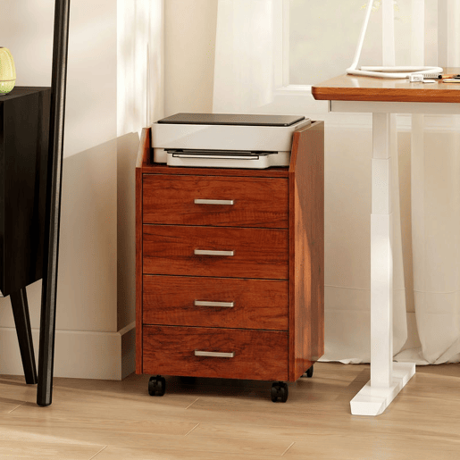 Vinsetto Bloco de Gavetas de Escritório com Rodas Bloco de Gavetas com 4 Gavetas Organizador Móvel para Escritório Sala ou Quarto 40x36x65 cm Castanho