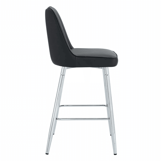 Conjunto de 2 bancos de bar, 100 cm - Couro sintético preto com estrutura metálica prateada - Ideal para balcão de casa