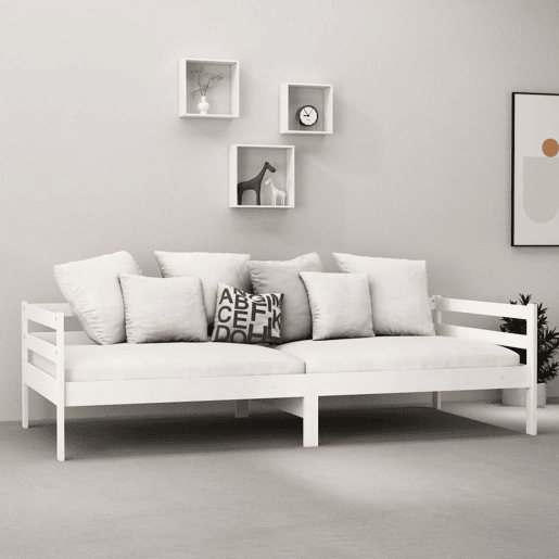 Sofá-cama, Sofá conversível com colchão 90x200 cm pinho maciço branco