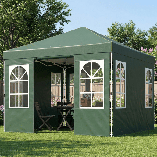 Outsunny Tenda Dobrável 3x3 m Pop-up com 4 Laterais Removíveis, Tenda de Jardim com UPF50+, Bloqueio Central, Altura Ajustável, Bolsa de Transporte, Sacos de Areia, Tenda para Exterior Verde