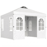 Outsunny Tenda Dobrável 3x3 m Pop-up com 4 Laterais Removíveis, Altura Ajustável, UPF 50+, Bolsa de Transporte e Sacos de Areia, Branco