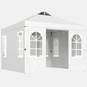 Outsunny Tenda Dobrável 3x3 m Pop-up com 4 Laterais Removíveis, Altura Ajustável, UPF 50+, Bolsa de Transporte e Sacos de Areia, Branco
