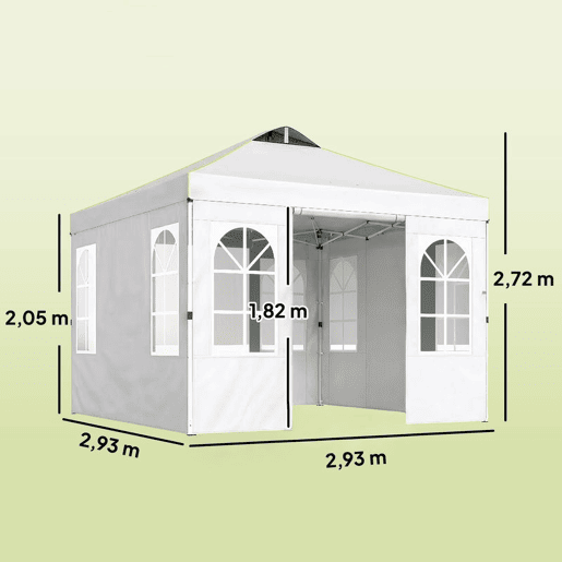 Outsunny Tenda Dobrável 3x3 m Pop-up com 4 Laterais Removíveis, Altura Ajustável, UPF 50+, Bolsa de Transporte e Sacos de Areia, Branco