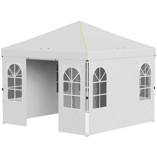 Outsunny Tenda Dobrável 3x3 m Pop-up com 4 Laterais Removíveis, Altura Ajustável, UPF 50+, Bolsa de Transporte e Sacos de Areia, Branco