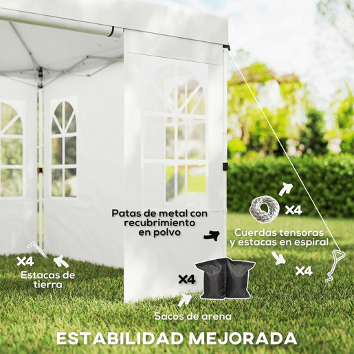 Outsunny Tenda Dobrável 3x3 m Pop-up com 4 Laterais Removíveis, Altura Ajustável, UPF 50+, Bolsa de Transporte e Sacos de Areia, Branco