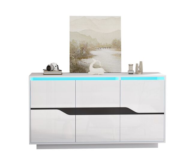 Aparador de panel de partículas con 3 puertas,blanco