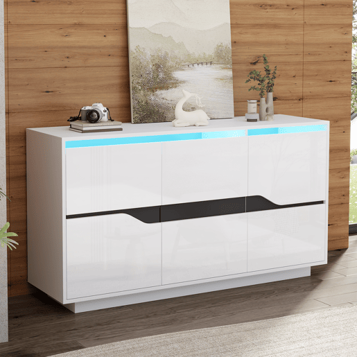 Aparador de painel de partículas com 3 portas,branco