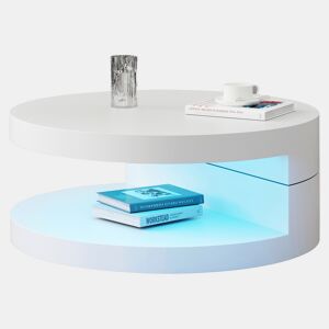 Mesa de centro giratória redonda de mdf com luz led,branco