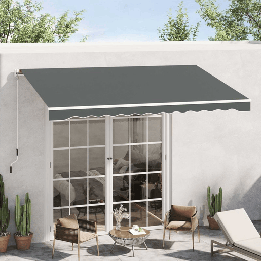 Outsunny Cobertura de Substituição para Toldo, 382x240 cm, Lona com Bainha, Proteção UV, Impermeável, Tecido de Poliéster 280 gm², Tela de Substituição para Pátio, Terraço, Jardim, Varanda, Cinzento