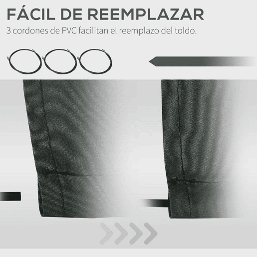 Outsunny Cobertura de Substituição para Toldo, 382x240 cm, Lona com Bainha, Proteção UV, Impermeável, Tecido de Poliéster 280 gm², Tela de Substituição para Pátio, Terraço, Jardim, Varanda, Cinzento