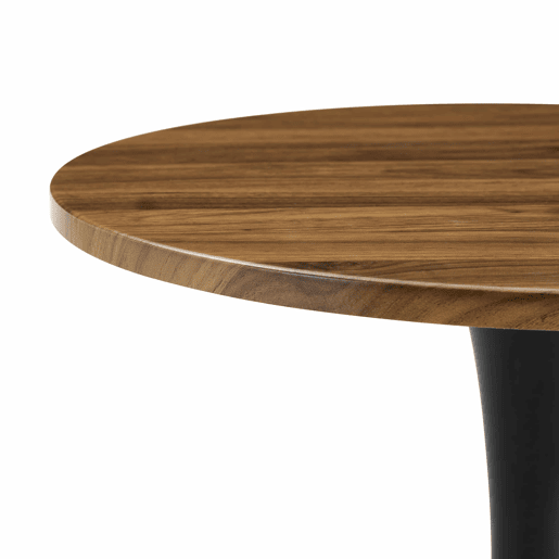 Mesa auxiliarredonda 60 cm - MDF com tecnologia termoformada, perna preta - Preto, nogueira