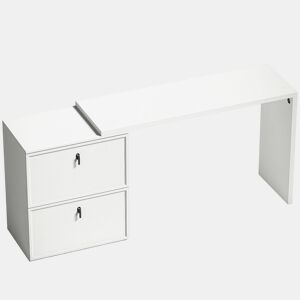 HOMCOM Secretária Reversível em Forma de L, Secretária de Canto com 2 Gavetas Arquivadoras A4, Design Moderno para Espaços Pequenos, Escritório em Casa, Branco