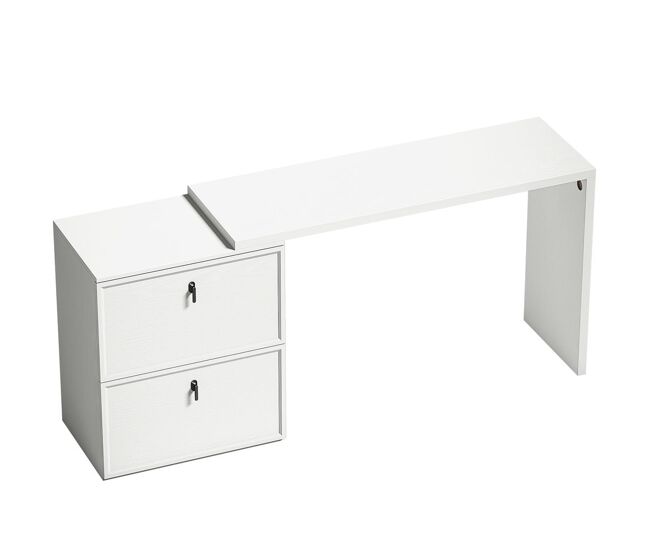 Homcom escritorio reversible, en forma de l, escritorio esquinero con 2 cajones archivadores a4, diseño moderno para espacios pequeños, oficina en casa, blanco
