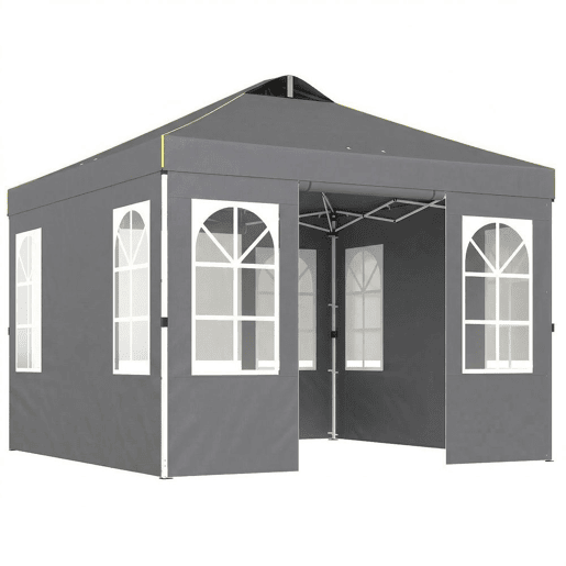 Outsunny Tenda Dobrável 3x3 m Pop-up com 4 Laterais Removíveis, UPF50+, Bloqueio Central, Altura Ajustável, Bolsa de Transporte e Sacos de Areia - Cinzento Escuro