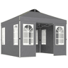 Outsunny Tenda Dobrável 3x3 m Pop-up com 4 Laterais Removíveis, UPF50+, Bloqueio Central, Altura Ajustável, Bolsa de Transporte e Sacos de Areia - Cinzento Escuro