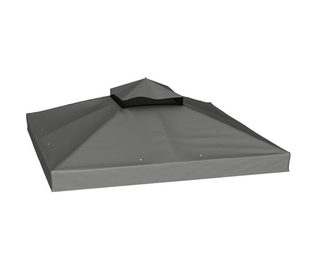Outsunny techo de repuesto para cenador, 3x3 m, cubierta de repuesto con techo doble, orificios de drenaje y protección upf30+, solo toldo de recambio para pabellón gazebo, gris oscuro