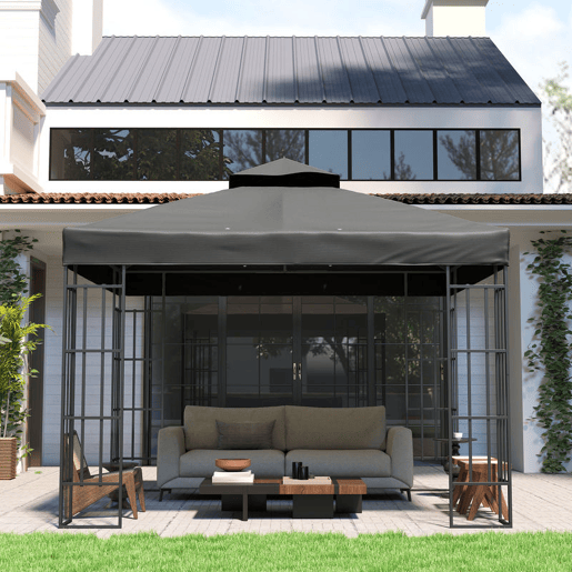 Outsunny Teto de Substituição para Pérgola, 3x3 m Cobertura de Substituição com Telhado Duplo Orifícios de Escoamento e Proteção UPF30+ APENAS Toldo de Substituição para Tenda Cinza