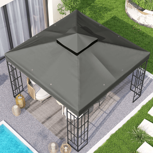 Outsunny Teto de Substituição para Pérgola, 3x3 m Cobertura de Substituição com Telhado Duplo Orifícios de Escoamento e Proteção UPF30+ APENAS Toldo de Substituição para Tenda Cinza