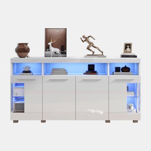 Aparador de mdf com 4 portas e luz led,branco
