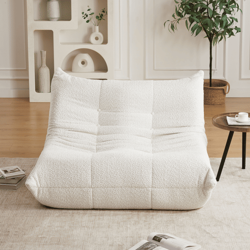 Sofá Togo 2 lugares - Chenille, sem braços, espuma viscoelástica, confortável - Bege Sofá Togo 2 lugares - Chenille, sem braços, espuma viscoelástica, confortável - Bege