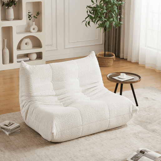 Sofá Togo 2 lugares - Chenille, sem braços, espuma viscoelástica, confortável - Bege Sofá Togo 2 lugares - Chenille, sem braços, espuma viscoelástica, confortável - Bege