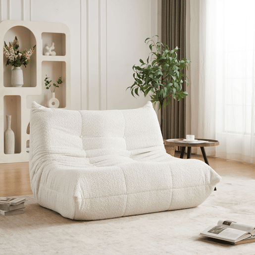 Sofá Togo 2 lugares - Chenille, sem braços, espuma viscoelástica, confortável - Bege Sofá Togo 2 lugares - Chenille, sem braços, espuma viscoelástica, confortável - Bege