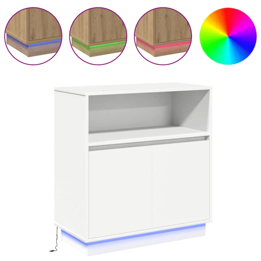 Aparador - Bufete - Móvei de apoio LED Branco 71 x 34,5 x 75 cm Madeira processada pt4129