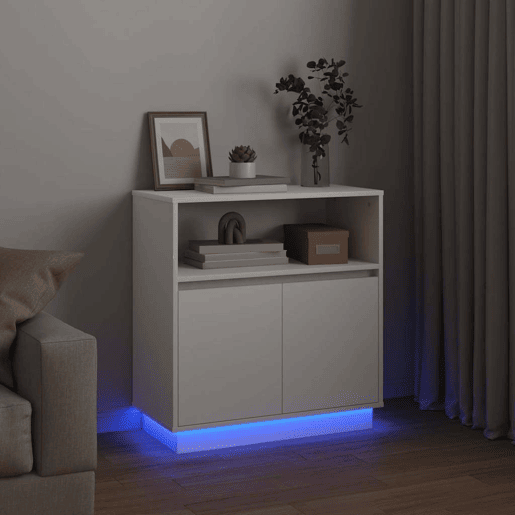 Aparador - Bufete - Móvei de apoio LED Branco 71 x 34,5 x 75 cm Madeira processada pt4129