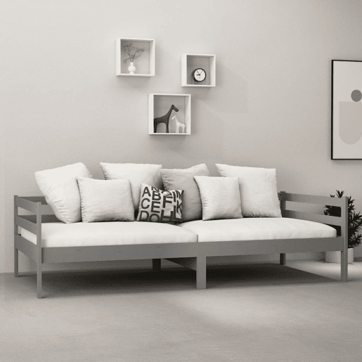 Sofá-cama, Sofá conversível com colchão 90x200 cm pinho maciço cinzento