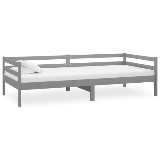 Sofá-cama, Sofá conversível com colchão 90x200 cm pinho maciço cinzento
