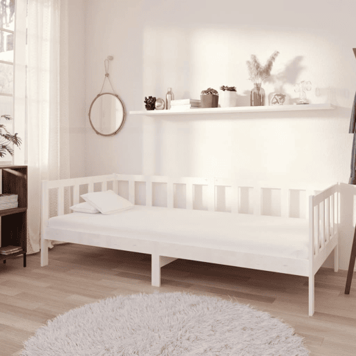 Sofá-cama, Sofá conversível com colchão 90x200 cm pinho maciço branco