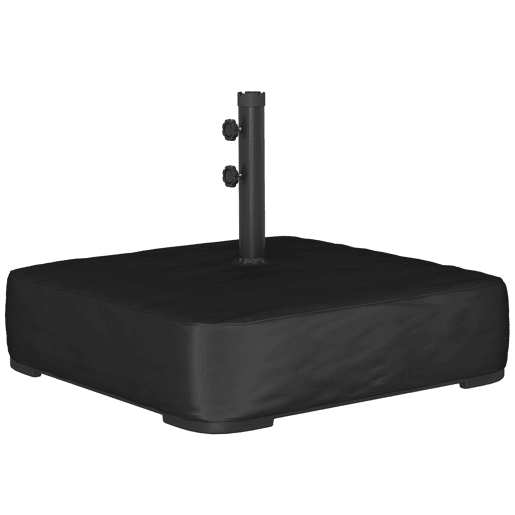 Outsunny Base para Chapéu de Sol Quadrada com Capa, Suporte de Parasol com Sacos de Areia, Base para Chapéu de Sol com Postes Ø48 mm, Recheável com 80 kg de Areia ou 90 kg de Areia Húmida, para Jardim, Terraço, Preto