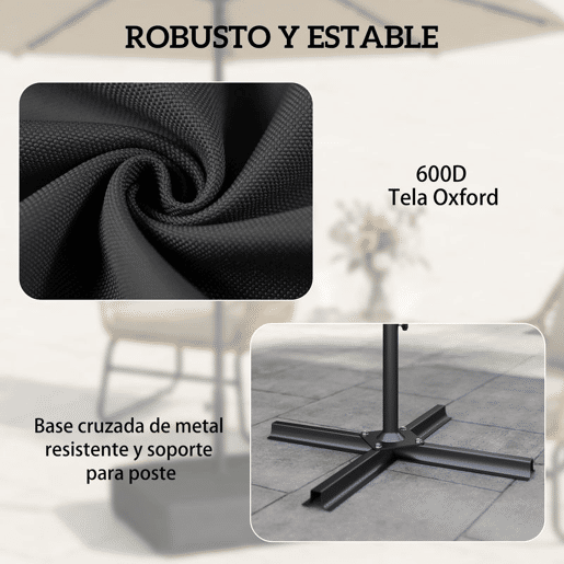 Outsunny Base para Chapéu de Sol Quadrada com Capa, Suporte de Parasol com Sacos de Areia, Base para Chapéu de Sol com Postes Ø48 mm, Recheável com 80 kg de Areia ou 90 kg de Areia Húmida, para Jardim, Terraço, Preto