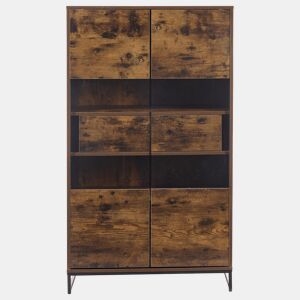 Vitrine de mdf com 2 portas e luz led,preto+natural