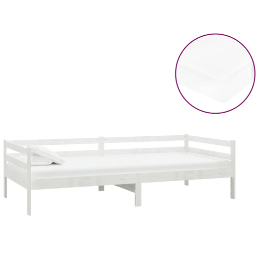 Sofá-cama, Sofá conversível com colchão 90x200 cm pinho maciço branco
