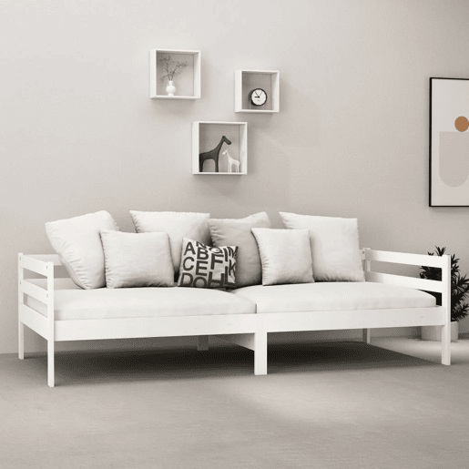 Sofá-cama, Sofá conversível com colchão 90x200 cm pinho maciço branco