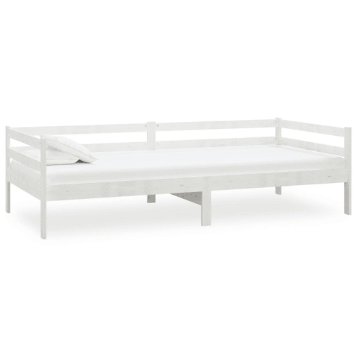 Sofá-cama, Sofá conversível com colchão 90x200 cm pinho maciço branco