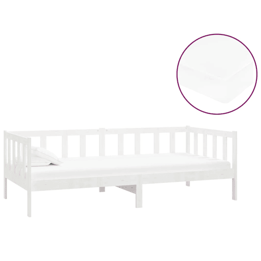 Sofá-cama, Sofá conversível com colchão 90x200 cm pinho maciço branco