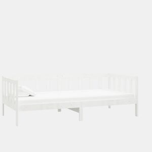 Sofá-cama, Sofá conversível com colchão 90x200 cm pinho maciço branco