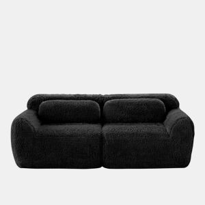 Sofá de 2 lugares - design modular sem estrutura, macio, almofadas, antiderrapante - Preto