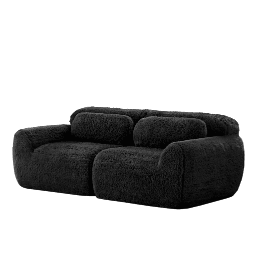 Sofá de 2 lugares - design modular sem estrutura, macio, almofadas, antiderrapante - Preto