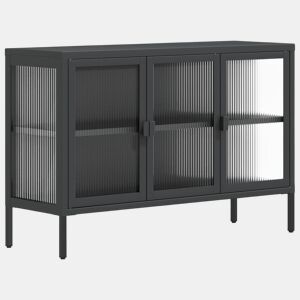 Aparador - Bufete - Móvei de apoio 105x35x70 cm vidro e aço preto pt4039