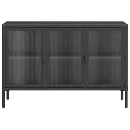 Aparador - Bufete - Móvei de apoio 105x35x70 cm vidro e aço preto pt4039